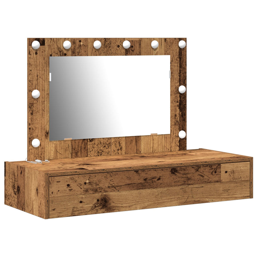 Wandkaptafel -Verlichting 100 x 40 x 70 cm Oud Hout met LED