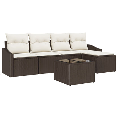 5-Delige Tuin Sofa Set Met Kussens Grijs Poly Rattan