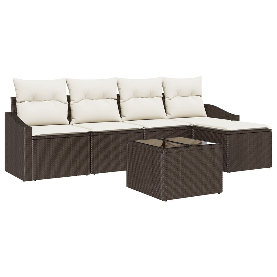 5-Delige Tuin Sofa Set Met Kussens Grijs Poly Rattan