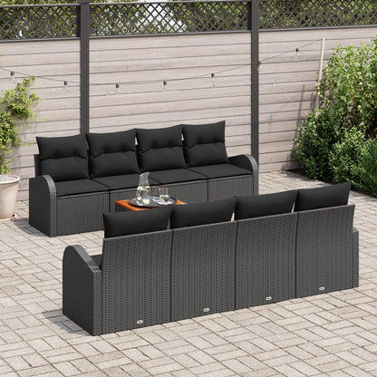 9-Piece Tuin Sofa Set Met Kussens Zwart Poly Rattan Acacia