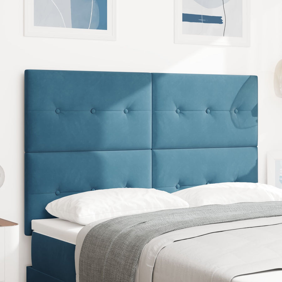 Hoofdbord Knopge Tufted 140 Cm Velvet Donkerblauw 144 cm Hoog hoofdbord
