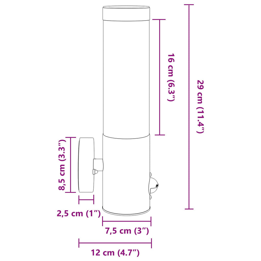 Buiten Wandlamp Rvs Ip44 1 Zilver met sensor