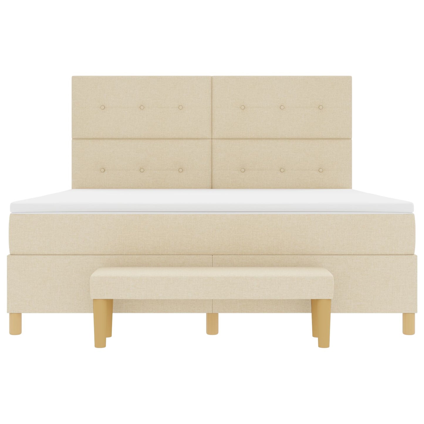Boxspringbed Met Matras & Bank Stof Crème 180 x 200 cm Knoop tufted