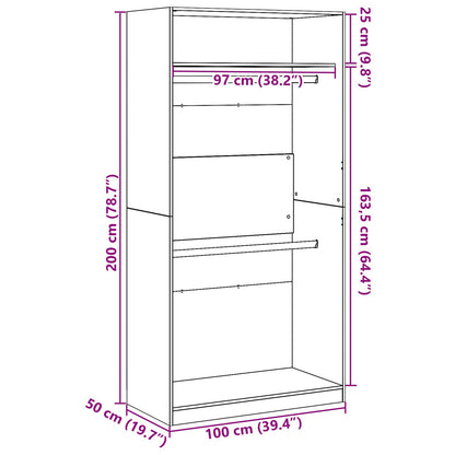 Zwarte Eiken Kast - 100X50X200 Cm