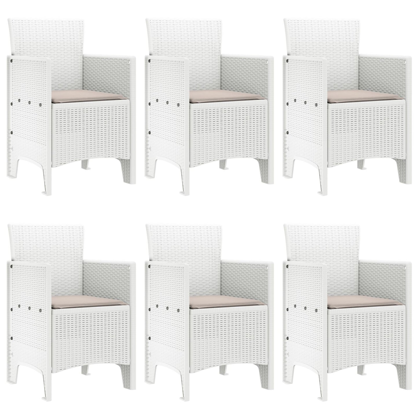 7-Delige Tuindining Set Wit Poly Rattan