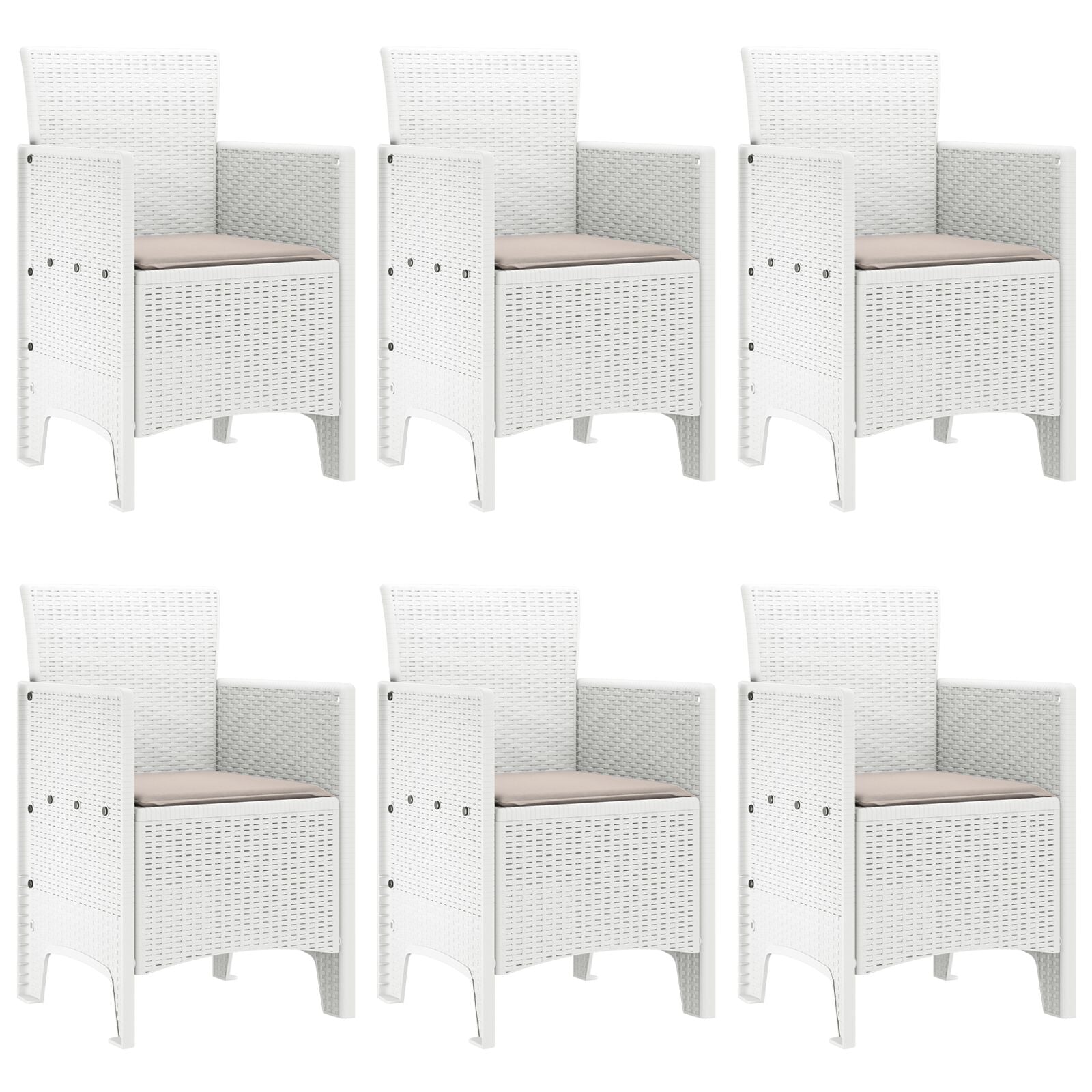 7-Delige Tuindining Set Wit Poly Rattan