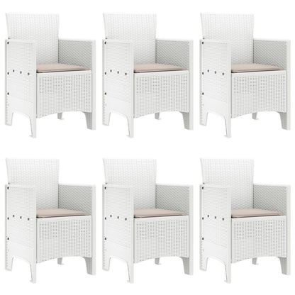 7-Delige Tuindining Set Wit Poly Rattan