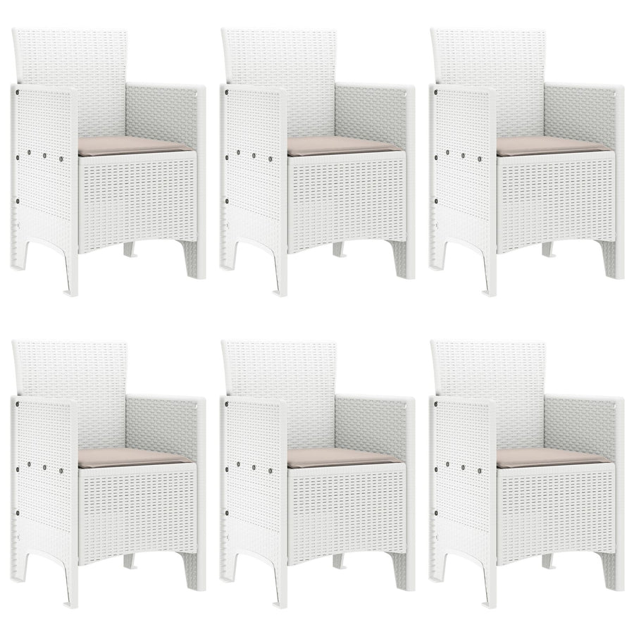 7-Delige Tuindining Set Wit Poly Rattan