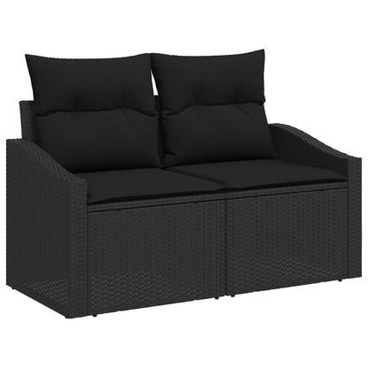 4-Delige Tuin Sofa Set Met Kussen Zwart Poly Rattan Gegalvaniseerd Staal