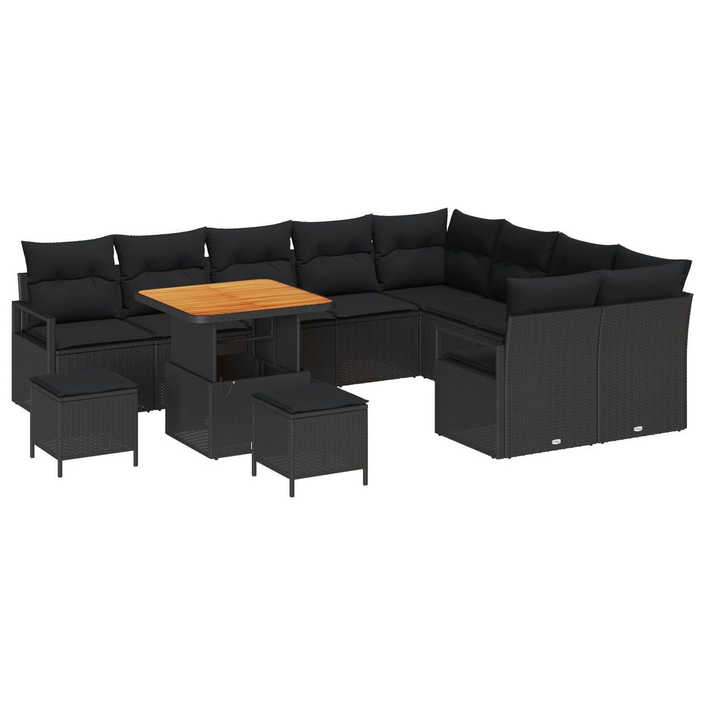 12-Delige Tuin Sofa Set Met Kussens In Zwart Poly Rattan, 2-Zits Tuin Sofa Met Opbergruimte & Kussens In Zwart Poly Rattan, 3-Delige Tuin Eet Set Met Kussens In Zwart Poly Rattan Wit