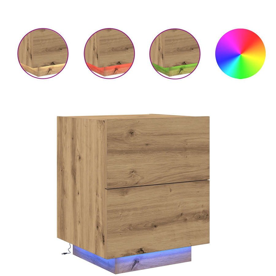Nachtkastjes Met Led-Verlichting 2 Stuks Artisan Eiken 45X40X55 Cm
