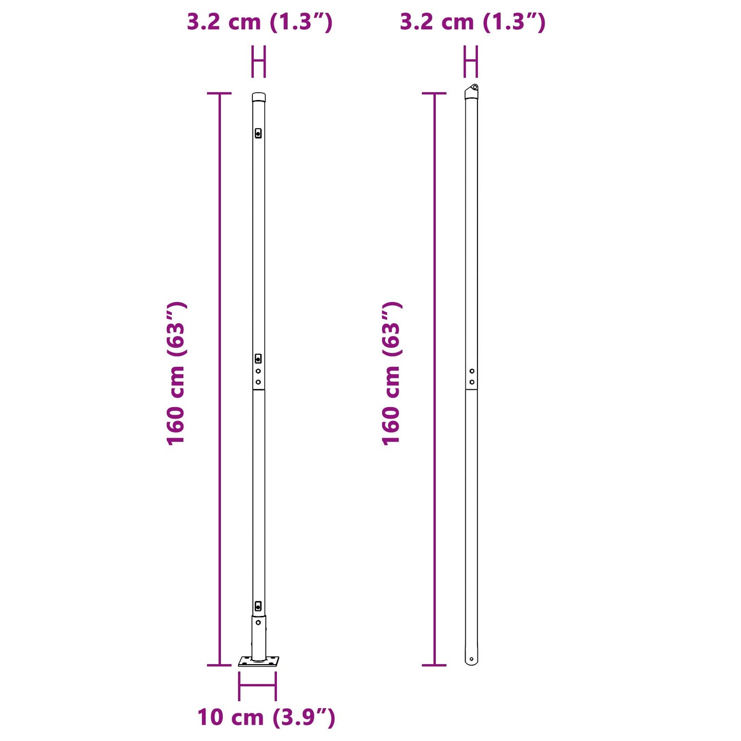 Hekpalen Set Van 52 Beton, Staal 3,2 X 3,2 X 83,5 Cm Groen 160 cm 26x betonnen paal