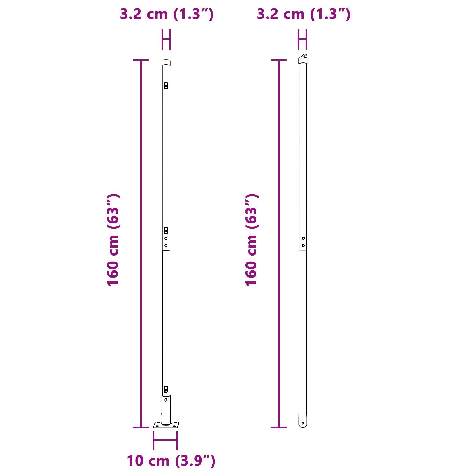 Hekpalen Set Van 52 Beton, Staal 3,2 X 3,2 X 83,5 Cm Groen 160 cm 26x betonnen paal