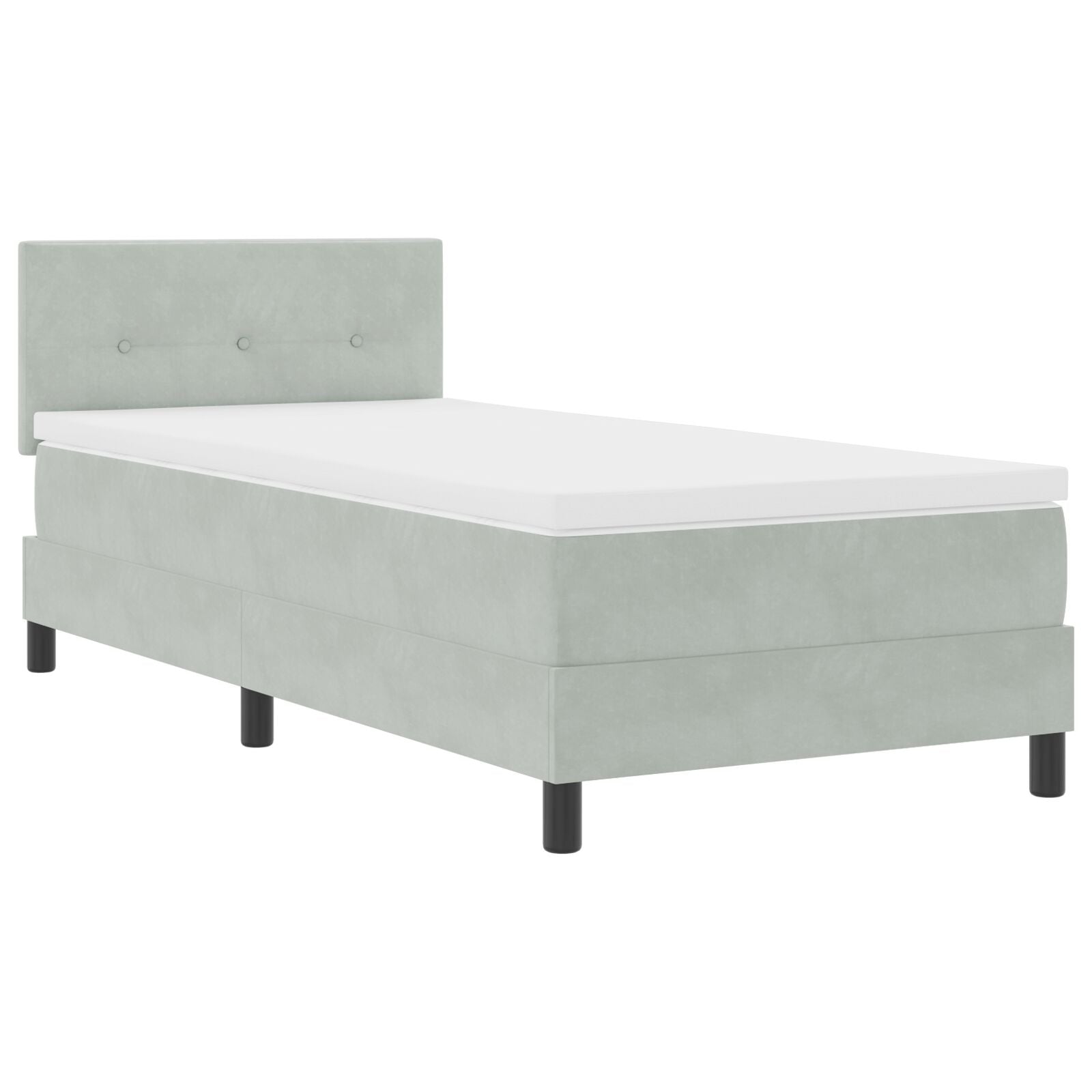 Boxspring Bed Met Matras Lichtgrijs 100X200 Cm Fluweel Blauw