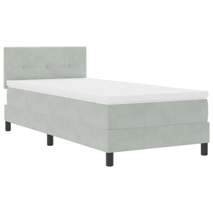 Boxspring Bed Met Matras Lichtgrijs 100X200 Cm Fluweel Blauw