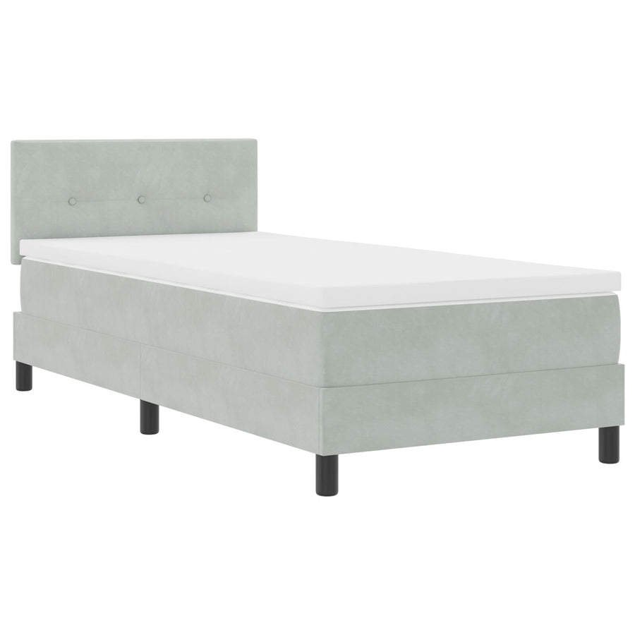 Boxspring Bed Met Matras Lichtgrijs 100X200 Cm Fluweel Blauw