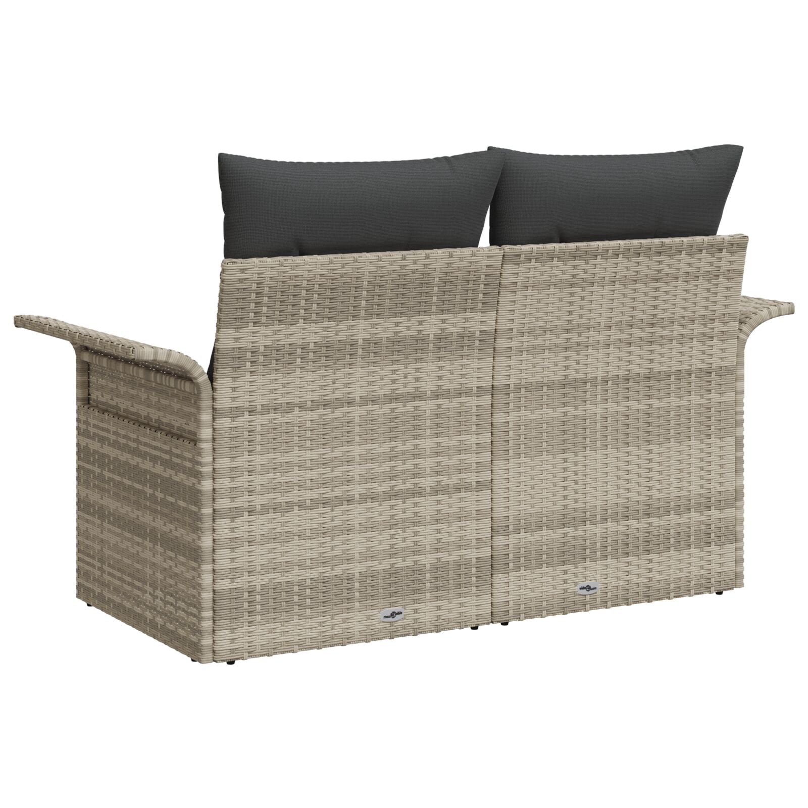 2-Zits Tuin Sofa Met Kussens Poly Rattan Lichtgrijs geen opslag