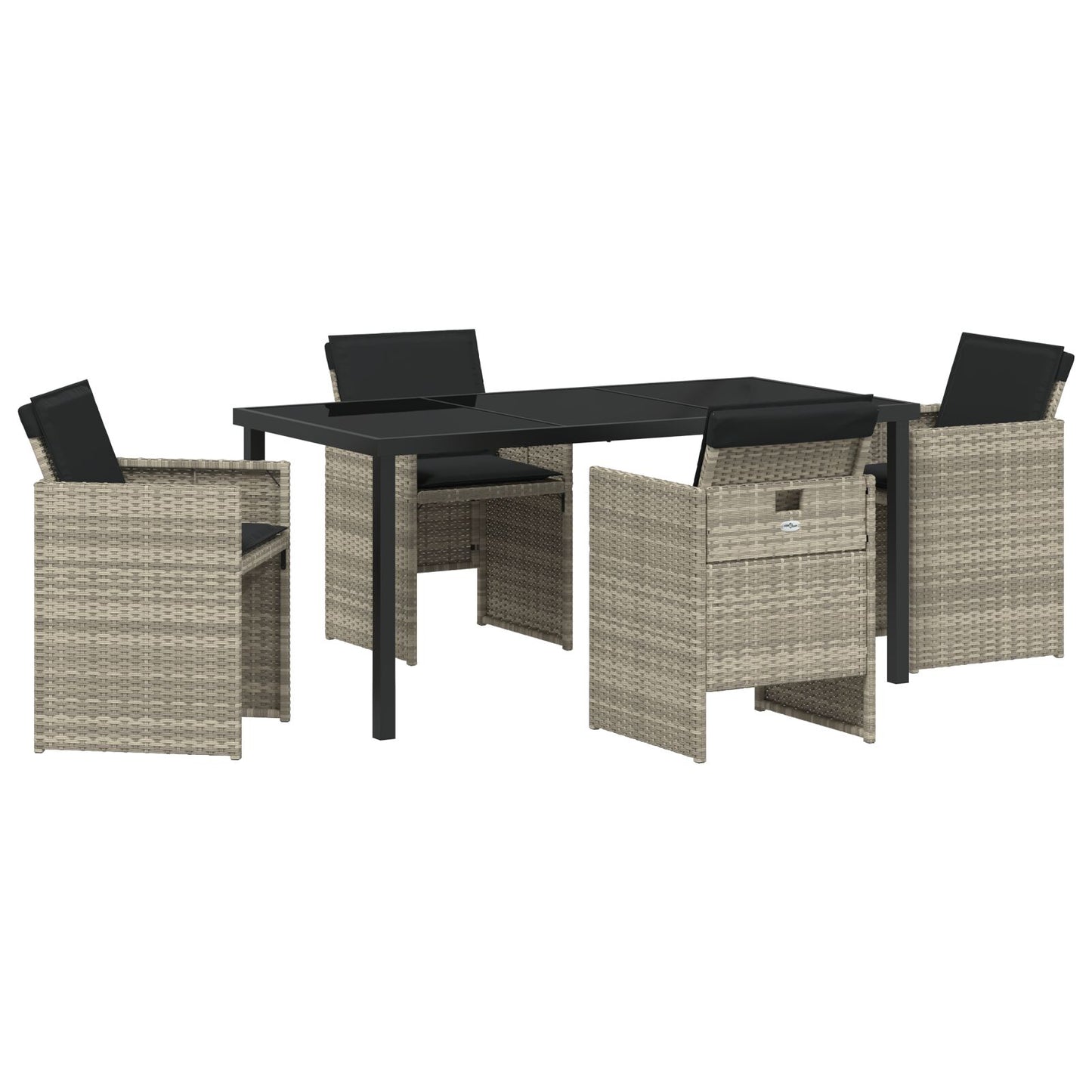5-Delige Tuin Eetset Met Kussens Lichtgrijs Poly Rattan