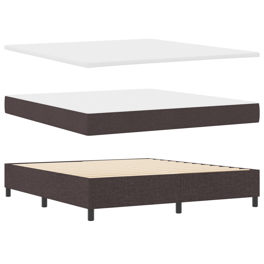 Boxspring Bed Met Matras Super Kingsize Stof Donkerbruin 180 x 200 cm Lijnenontwerp