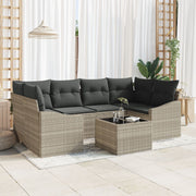 Loungeset 7-delig poly rattan lichtgrijs