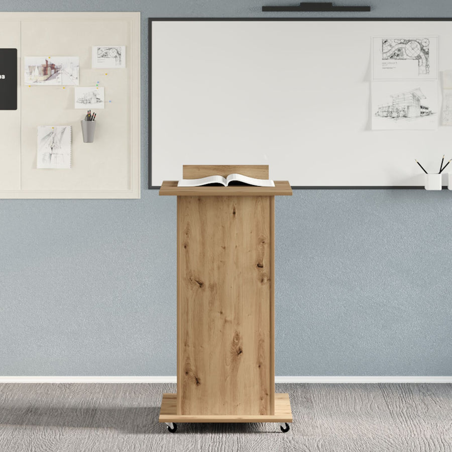 Podium Met Wielen Artisan Eiken Geengineerd Hout