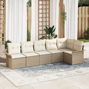 Loungeset polyrattan 6 personen beige