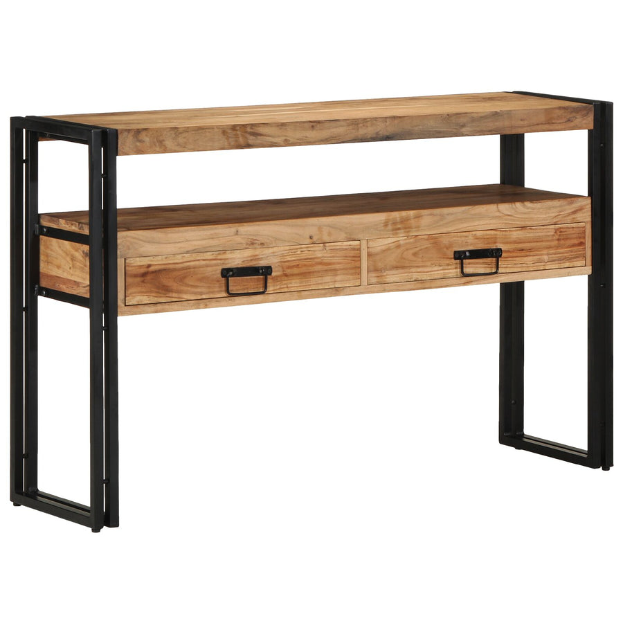 Bijzettafels Zwart En Metaal 120 x 33 x 75 cm Massief acaciahout