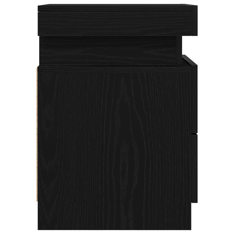 Nachtkastje Met Led-Verlichting 2 Stuks Zwart Eiken 35X39X55 Cm