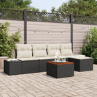 Garden Bench Set with Cushion 6 pcs Black poly rattan
