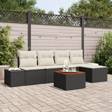 6-Delige Tuin Sofa Set Met Kussens Zwart Poly Rattan Acacia