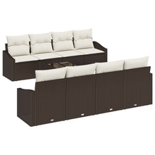 7-Delige Tuin Sofa Set Met Kussens Bruin Poly Rattan Gegalvaniseerd Staal