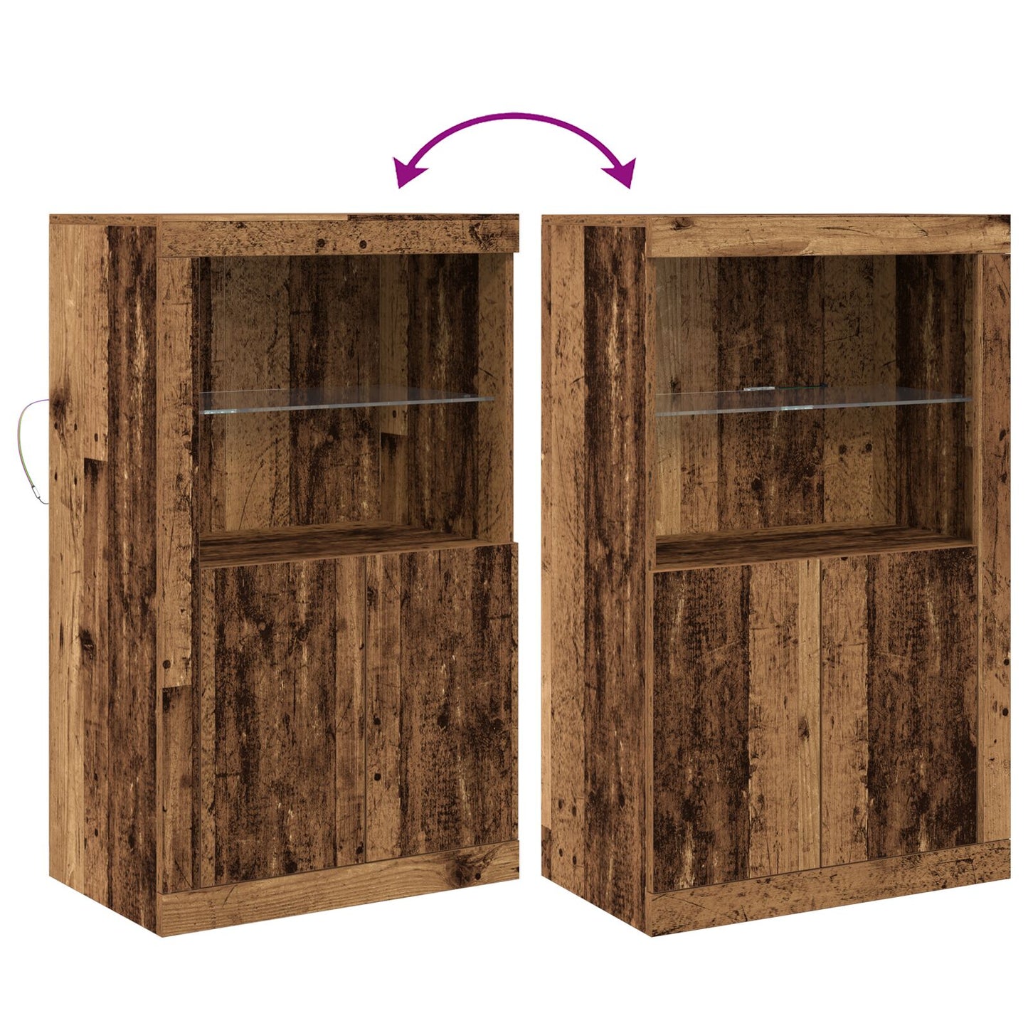 Dressoir Met Led Verlichting 60,5X37X100 Cm Oud hout