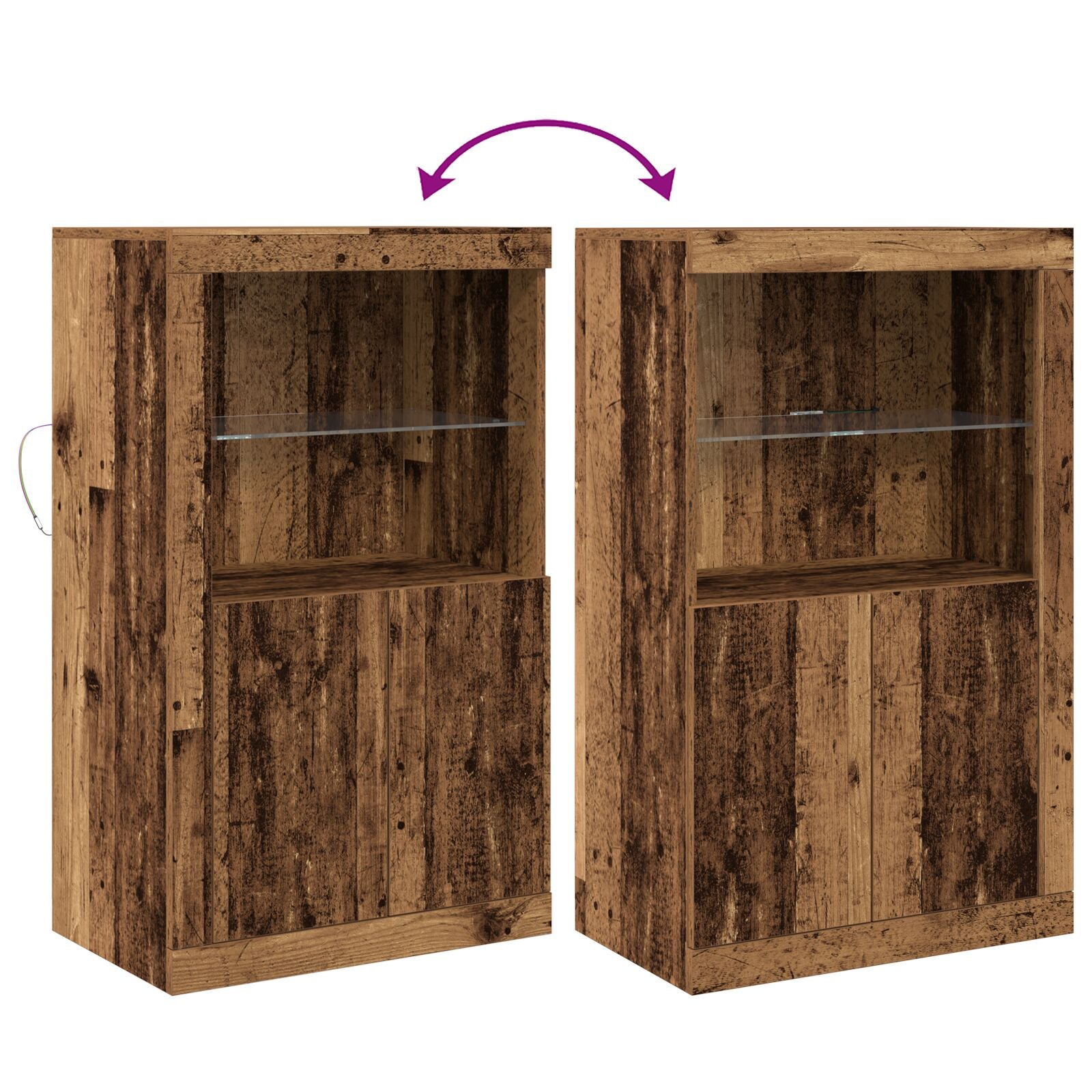 Dressoir Met Led Verlichting 60,5X37X100 Cm Oud hout