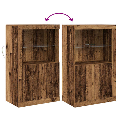 Dressoir Met Led Verlichting 60,5X37X100 Cm Oud hout