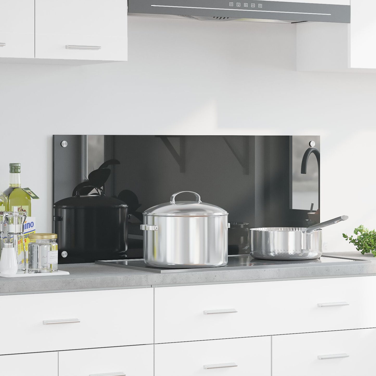 Keuken Achterwand 100X40X0,6 Cm Gehard Glas Donkergrijs 100 x 40 cm