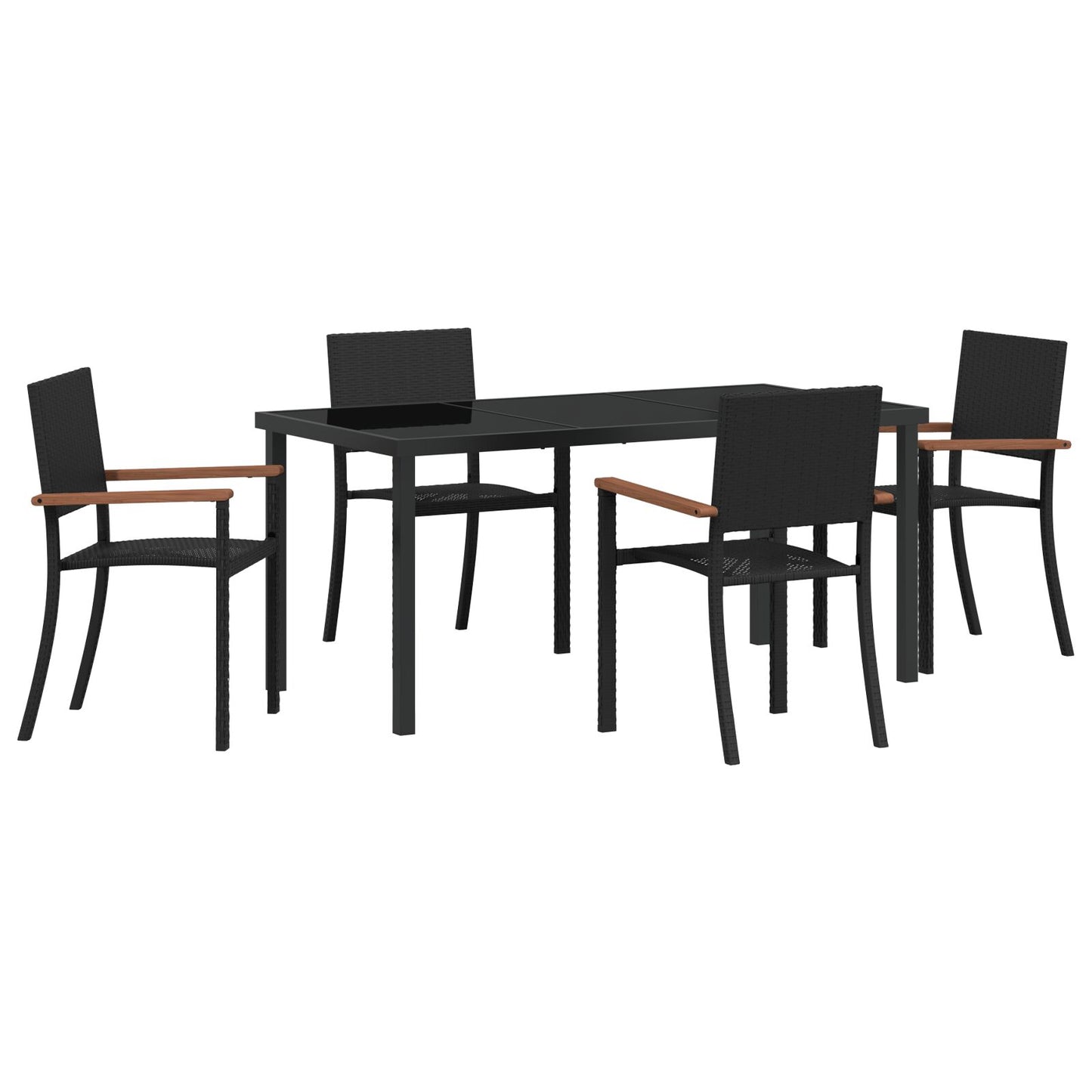 5 Delige Tuin Eetset Zwarte Poly Rattan