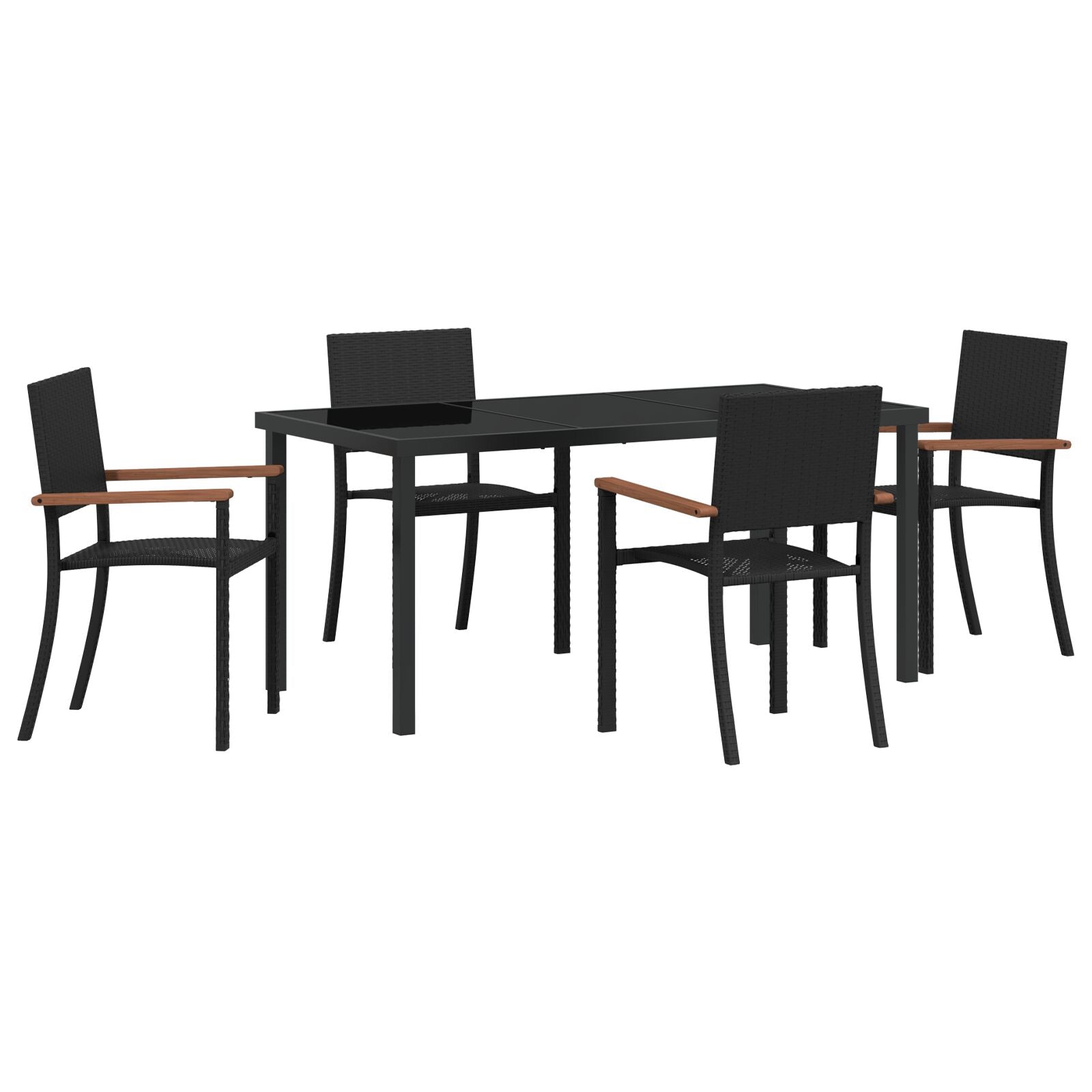5 Delige Tuin Eetset Zwarte Poly Rattan