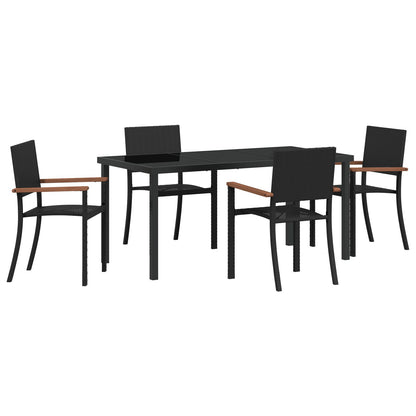 5 Delige Tuin Eetset Zwarte Poly Rattan