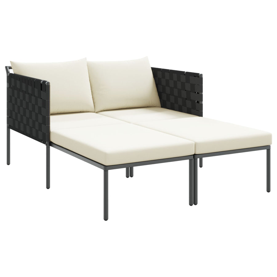 Ligbed Met Kussens 2-Persoons Antraciet 115X153X69,5 Cm Staal Crème wit