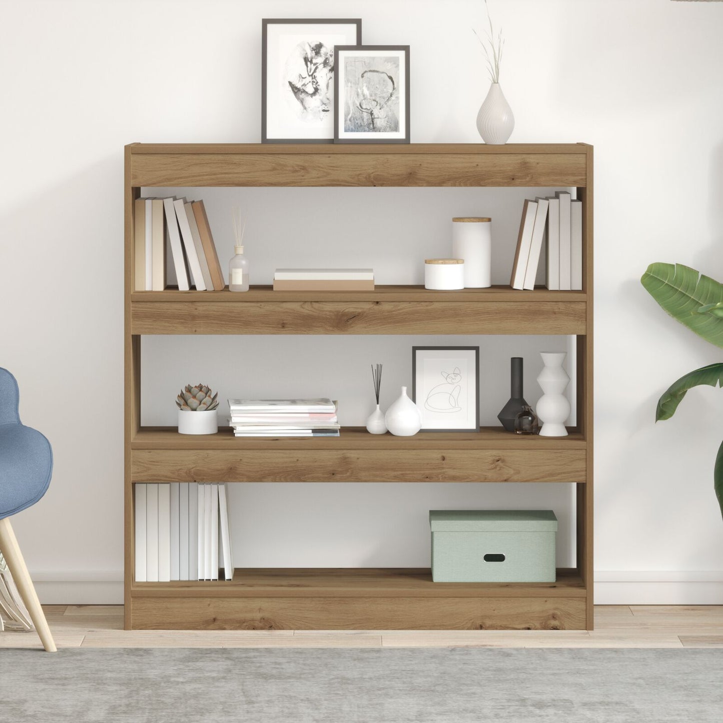 Boekenkast/Kamerscherm In Ambachtelijk Eiken - 100X30X103Cm, Gemaakt Van Gefabriceerd Hout