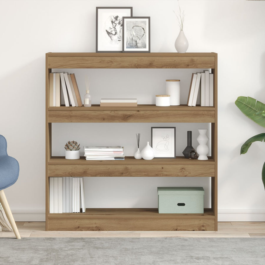 Boekenkast/Kamerscherm In Ambachtelijk Eiken - 100X30X103Cm, Gemaakt Van Gefabriceerd Hout