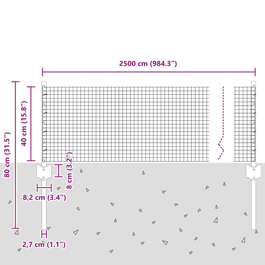 Gelaste Draadomheining Met 11 U Palen Zilver 0.4X25 M Staal