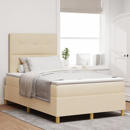 Boxspringbed Met Matras Crème 120X200 Cm Stof Blauw