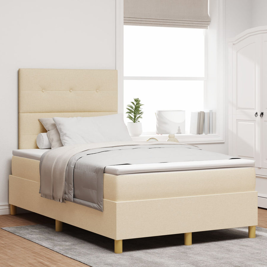 Boxspringbed Met Matras Crème 120X200 Cm Stof Blauw