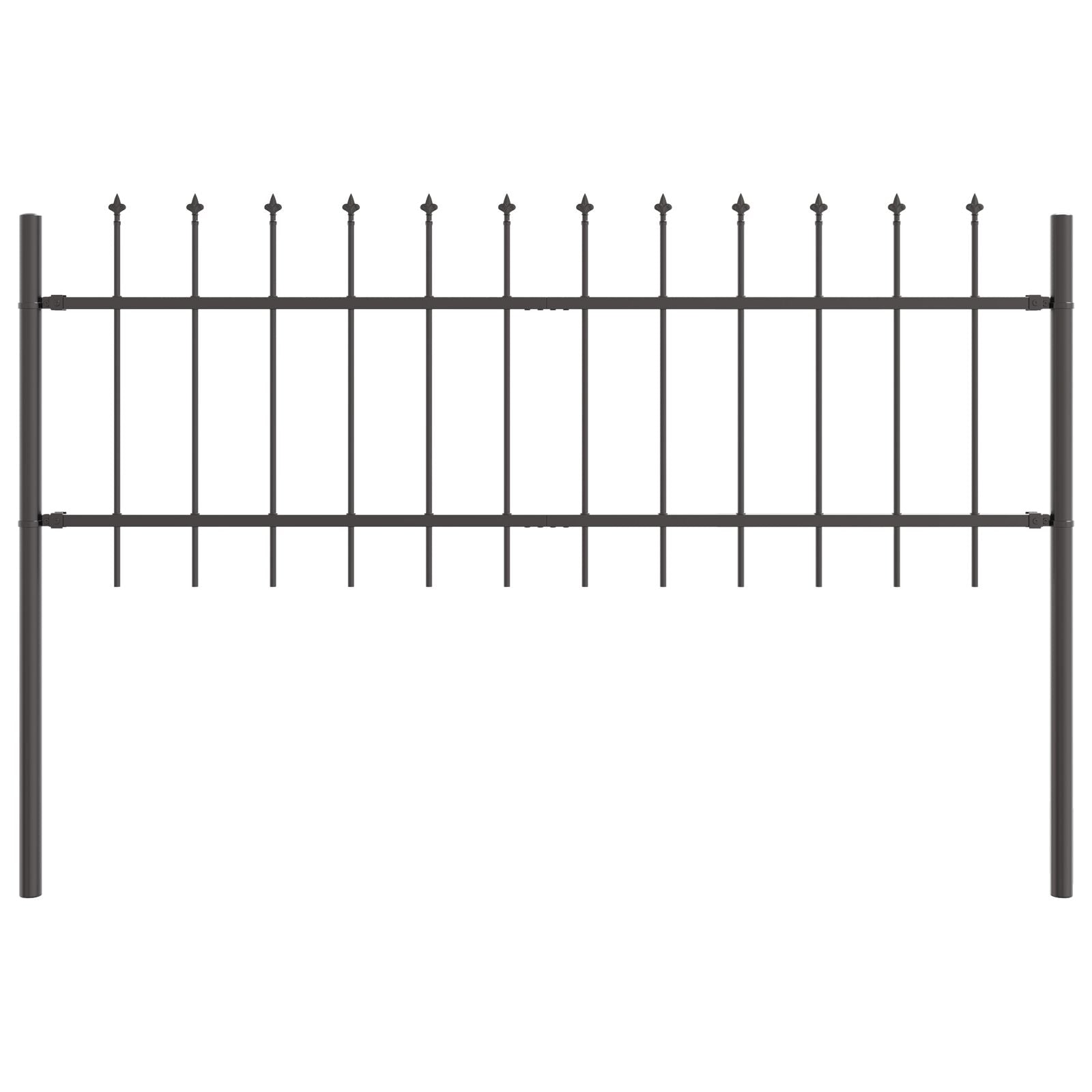 Tuinpoort Met Sper-Top 11,9X0,6 M Staal Grijs 0.6 m 11.9 m