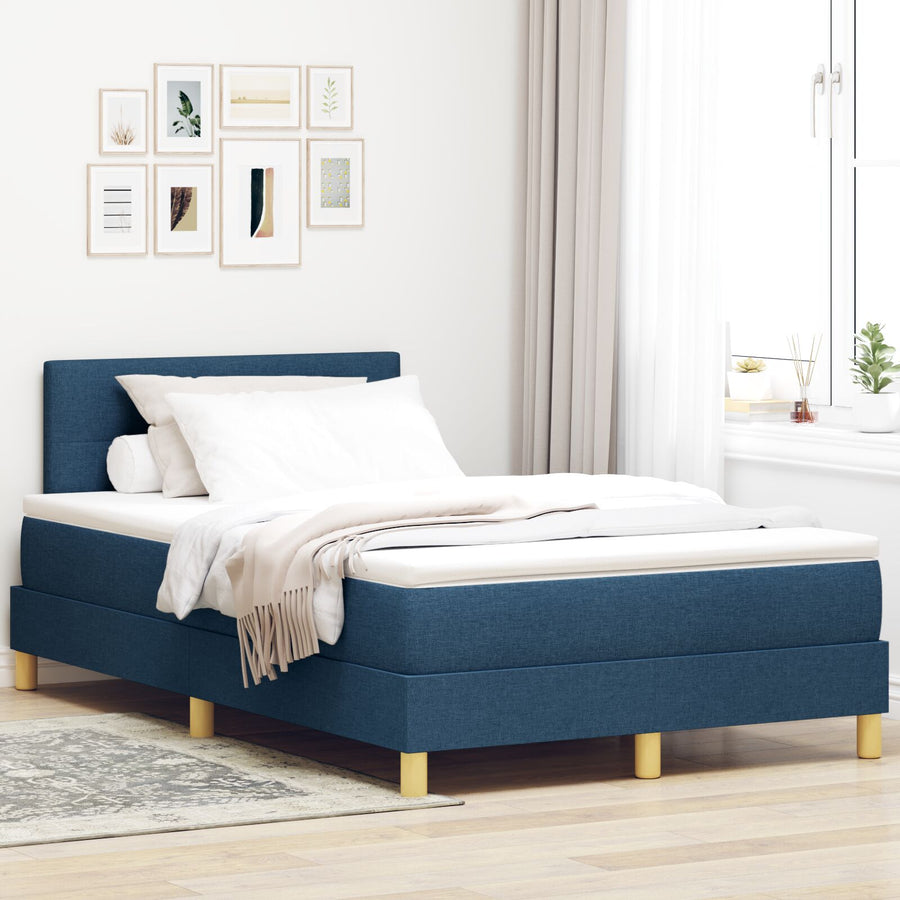 Boxspringbed Met Matras Stof Blauw 120 x 200 cm Geknoopt