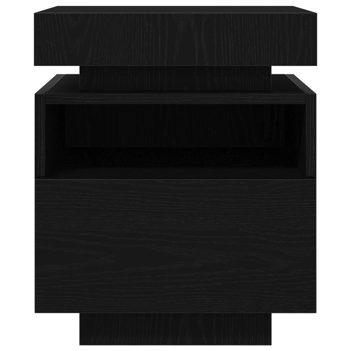 Nachtkastje Met Led-Verlichting 2 Stuks Zwart Eiken 40X39X48,5 Cm