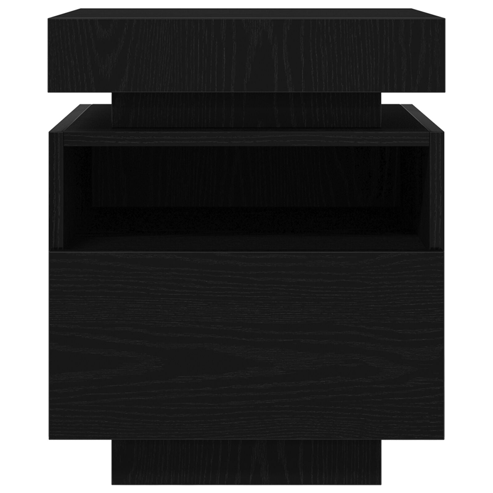 Nachtkastje Met Led-Verlichting 2 Stuks Zwart Eiken 40X39X48,5 Cm