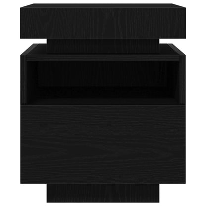 Nachtkastje Met Led-Verlichting 2 Stuks Zwart Eiken 40X39X48,5 Cm