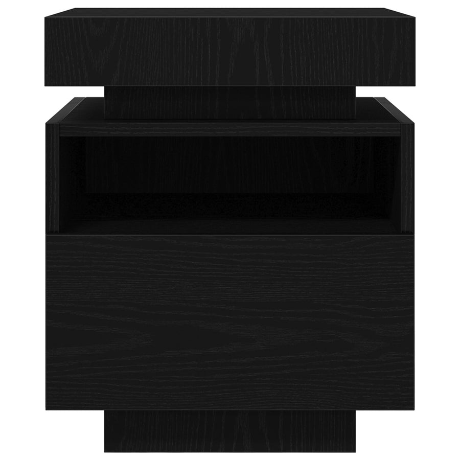 Nachtkastje Met Led-Verlichting 2 Stuks Zwart Eiken 40X39X48,5 Cm